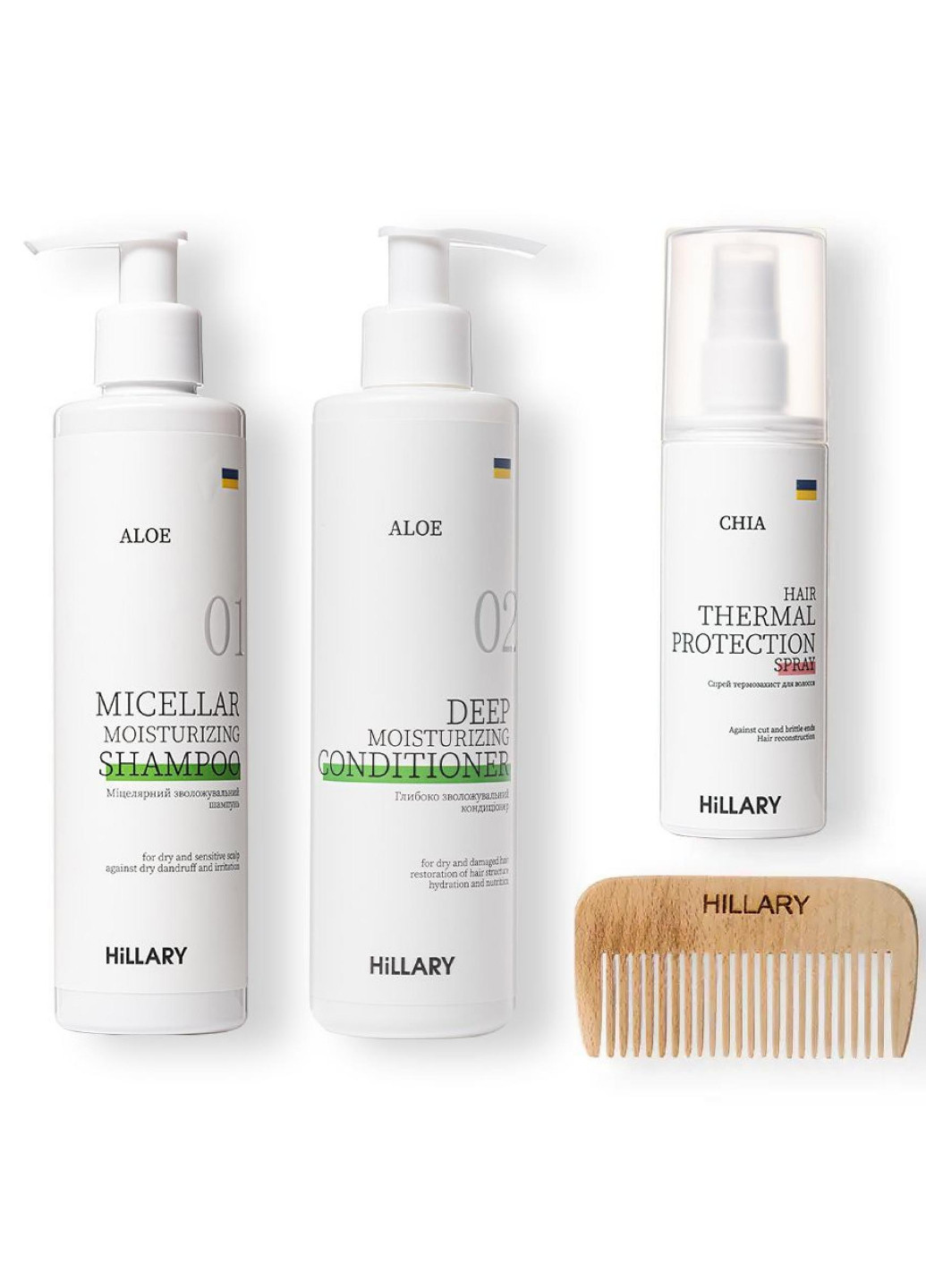 Набор для сухого типа волос Aloe Deep Moisturizing with Thermal Protection Hillary (256639051)