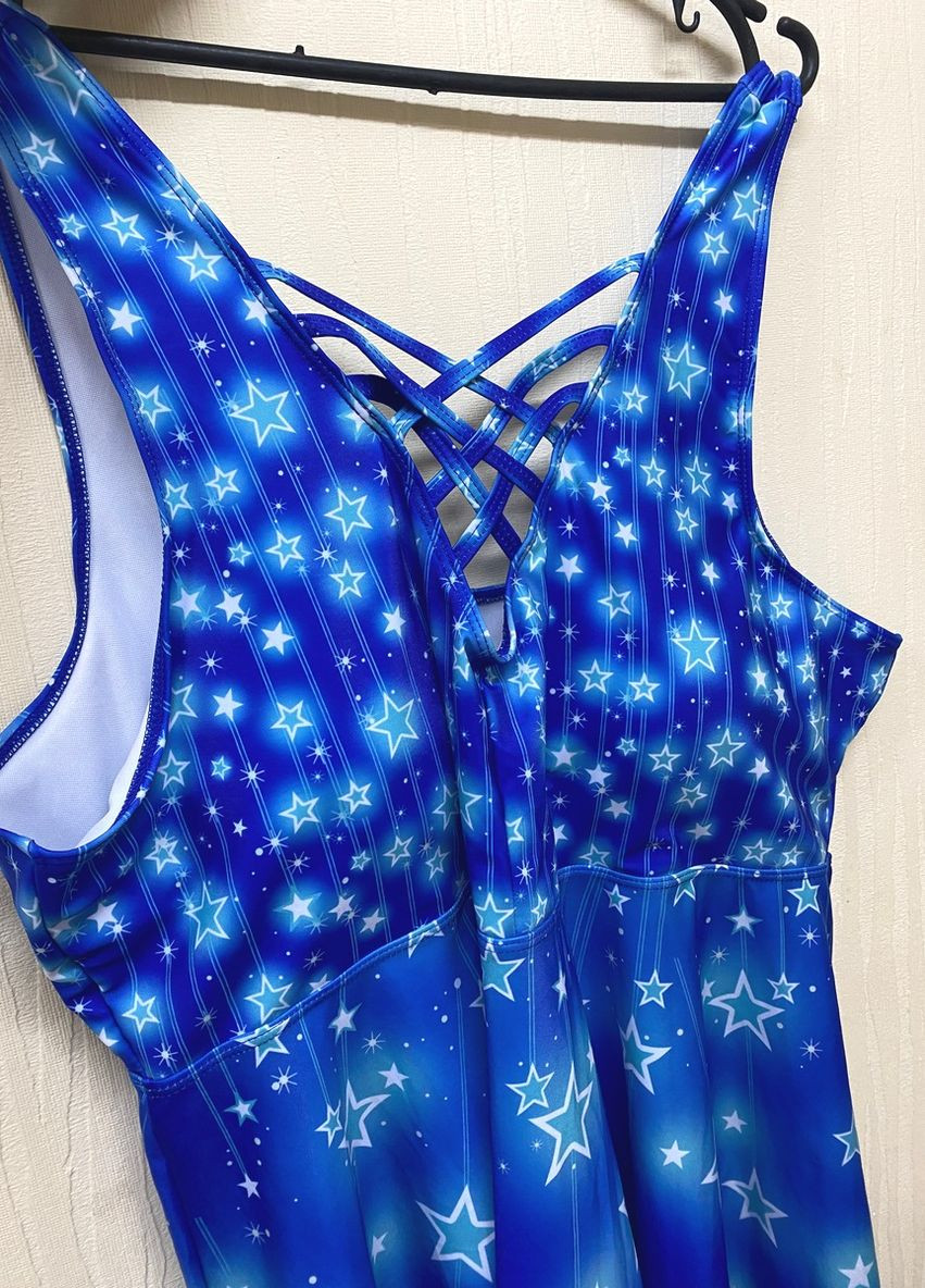 Блакитний літній купальник-сукня жіноча роздільна танкіні танкіні No Brand 3719