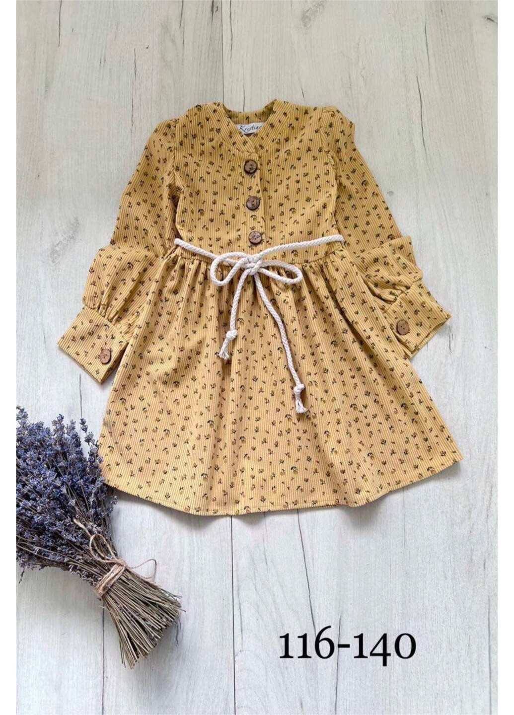 Горчичное платье цветы для девочки горчично-желтый вельвет велюр Модняшки (263941255)