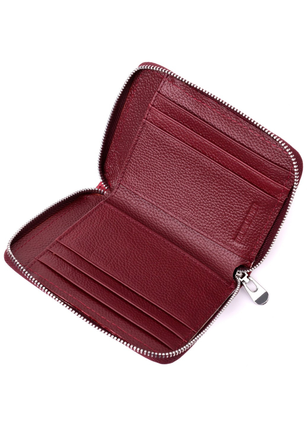 Симпатичный кожаный кошелек для женщин на молнии с тисненым логотипом производителя 19491 Бордовый st leather (277980395)