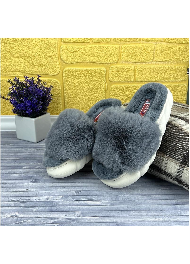 Тапочки жіночі домашні з хутром Е-005907-3 Сірі Sanlin (260168250)