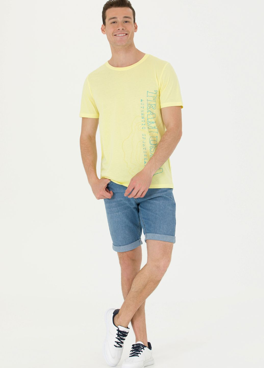 Светло-желтая футболка-футболка u.s/ polo assn. мужская для мужчин U.S. Polo Assn.