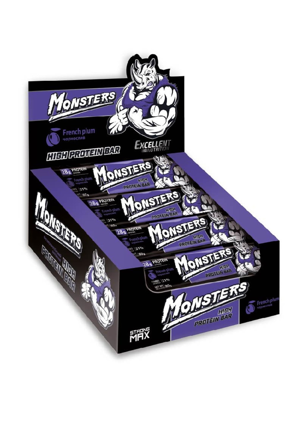 Протеиновые батончики Strong Max - 80g x 20шт Monsters (270846087)