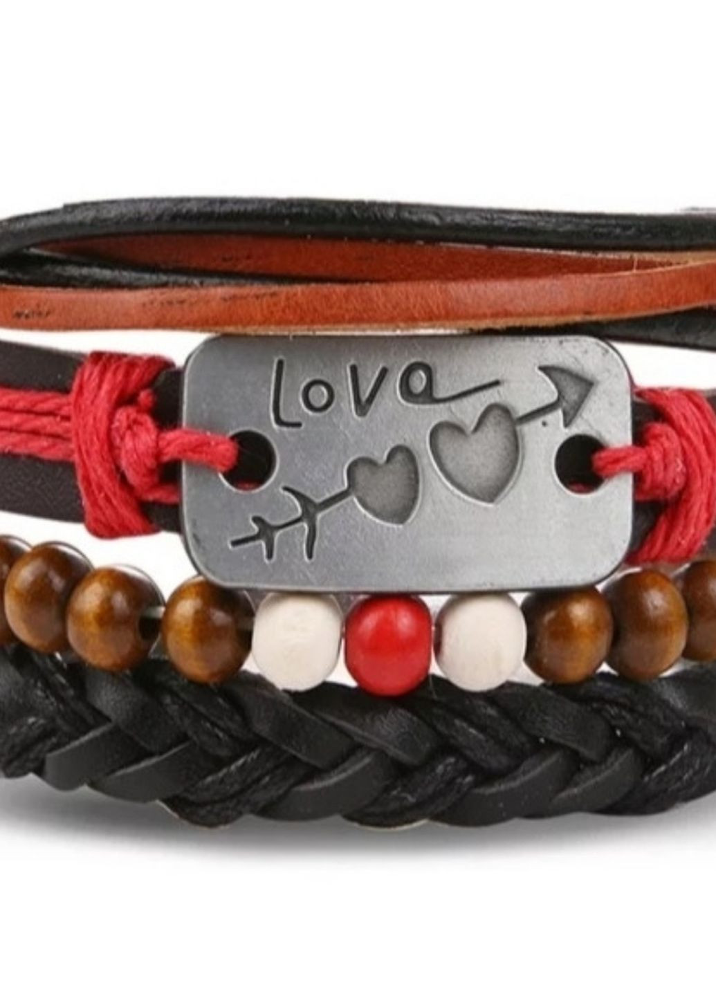 Набор кожаных мужских браслетов "Love" No Brand (265225663)