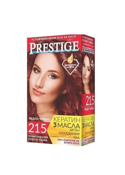 Стойкая крем краска для волос 215 Медно красный 115 мл Prestige (258512376)