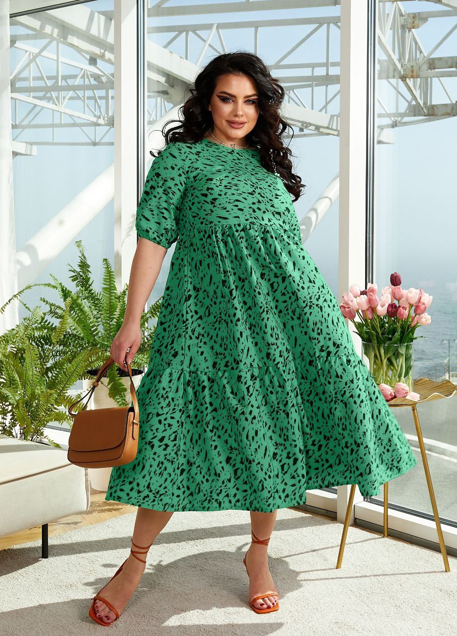 Зелена жіноча сукня вільного крою колір зелений р.48/50 431420 New Trend