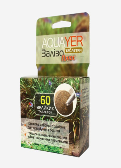 Таблетки для растений ЖЕЛЕЗО+ 60 шт, подкормка для растений, Удо Ермолаева в аквариум Aquayer (272821692)