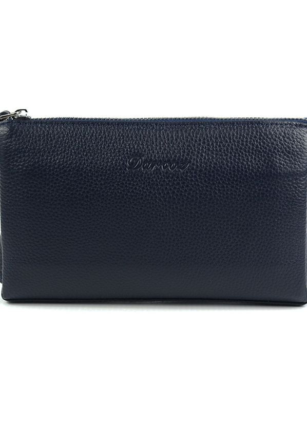 Синий маленький мужской кожаный клатч кошелек на молнии с петлицей на запястье, клатч из натур. кожи No Brand (266914601)