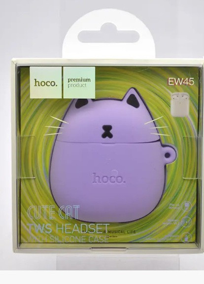 Бездротові навушники EW45 Magic Cat (TWS, Bluetooth 5.3, зарядний чохол, у вигляді котика) - Лавандовий Hoco (257562105)