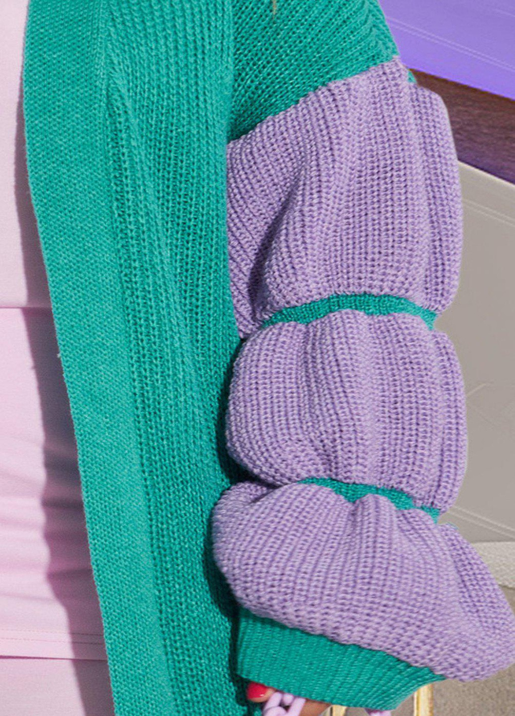 Фіолетовий светри довгий кардиган великої в\'язки (111083) Lemanta