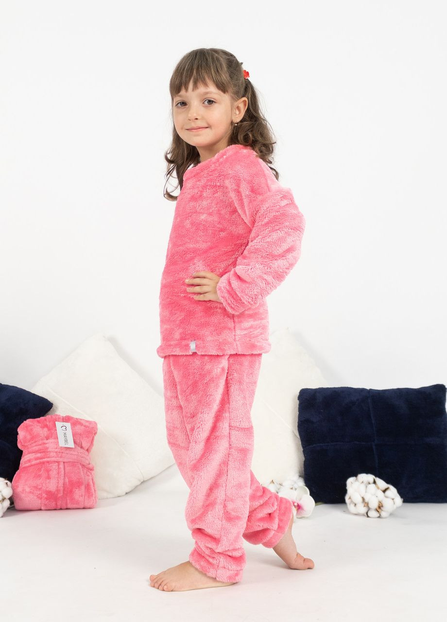 Рожева піжама дитяча домашня махрова кофта зі штанами рожевий Maybel