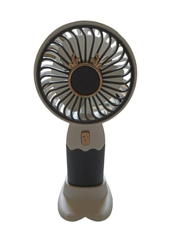 Вентилятор ручний акумуляторний Mini Fan ZB088C з підставкою та USB-зарядкою Сіро-білий No Brand (260264663)
