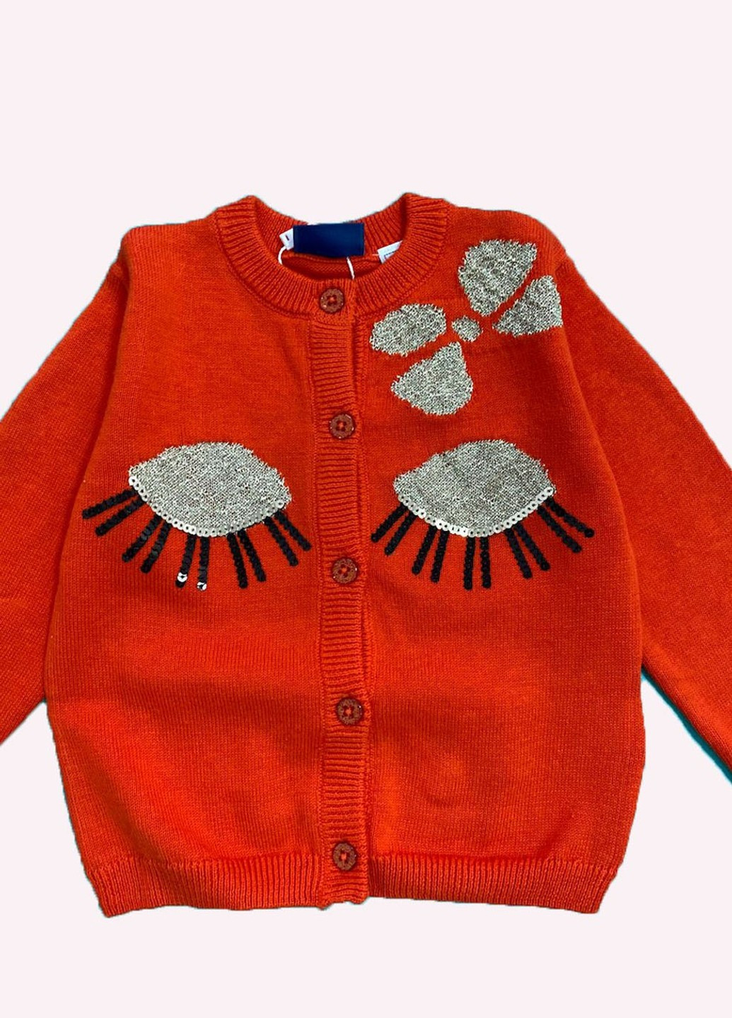 Помаранчевий светр на гудзики з блискучим принтом Chicco