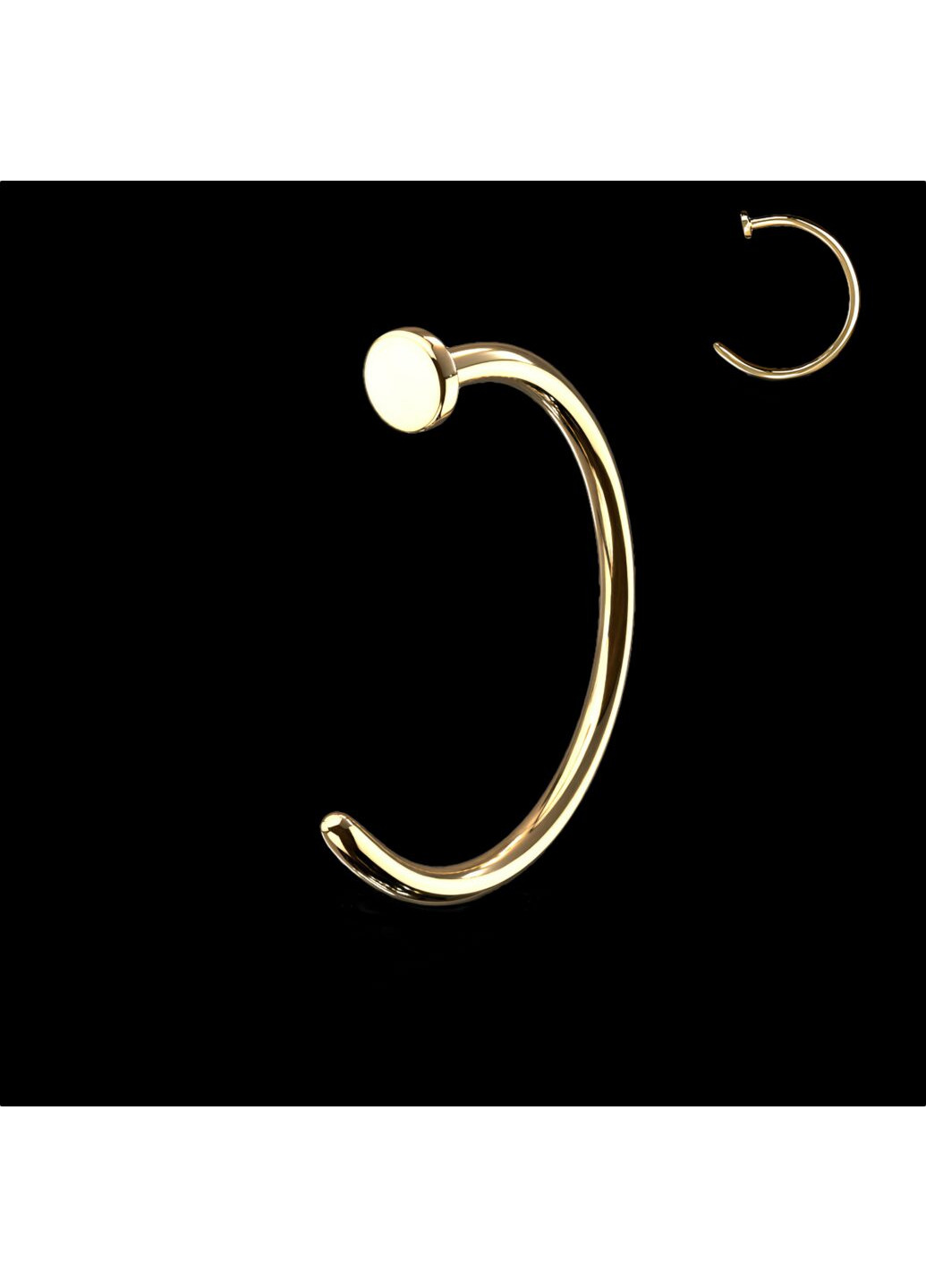 Полукольцо для пирсинга крыла носа из стали и пирсинг-обманка на губу толщина 0,8 мм, цвет Золото Spikes (260359904)