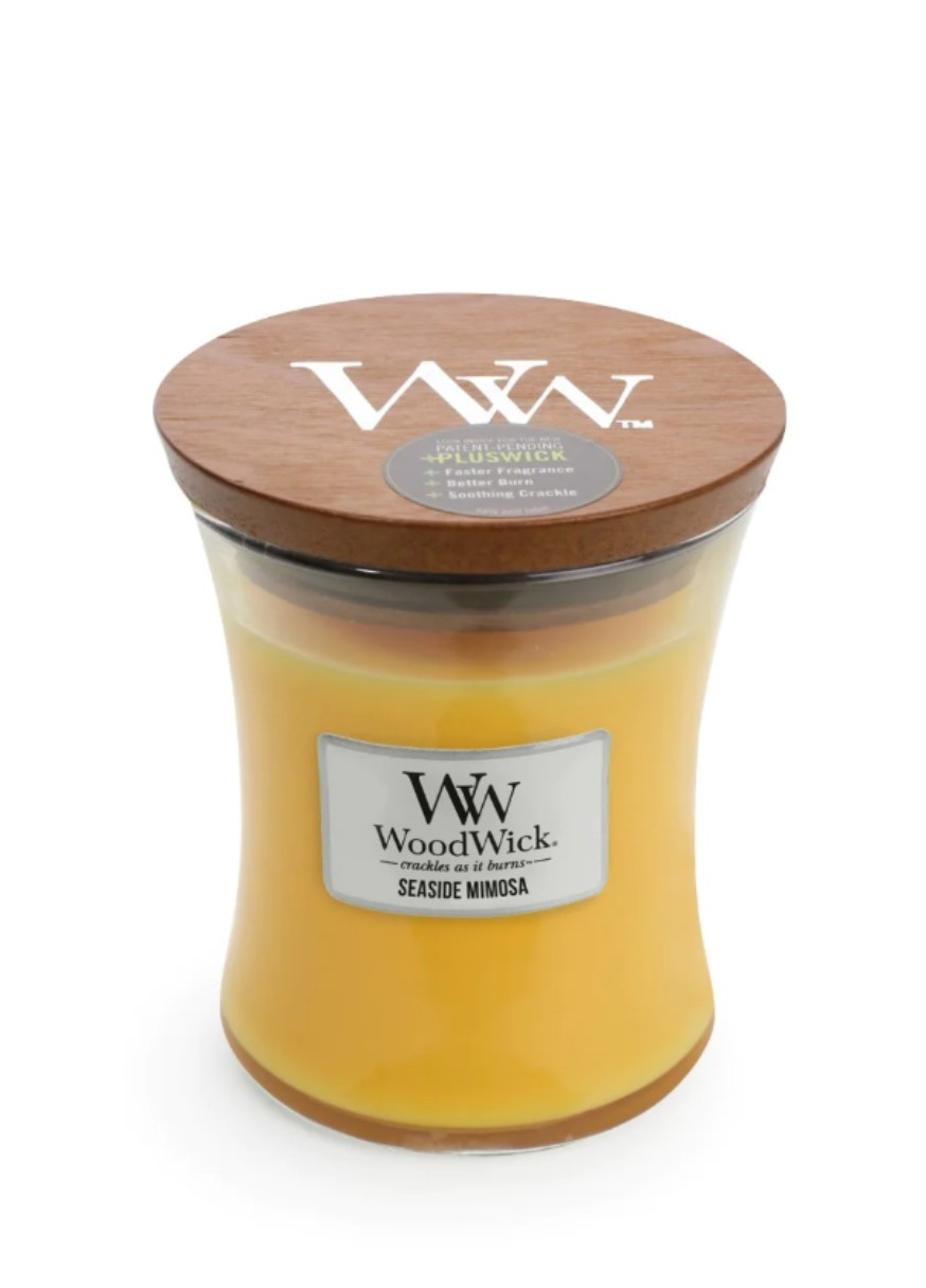 Ароматическая свеча с ароматом цитрусовых, винограда Medium Seaside Mimosa WoodWick (268056161)