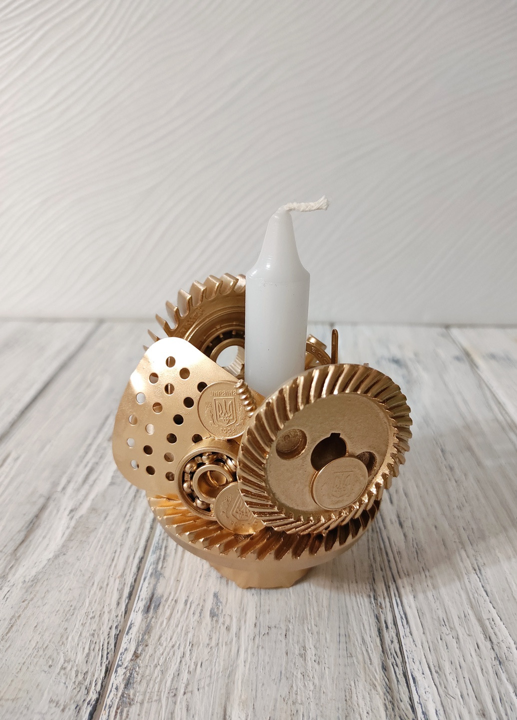 Сувенір підсвічник свічник стімпанк з металу з золотим напиленням ручна робота хендмейд подарунок SuvenirPodarokZP 34 (257989589)