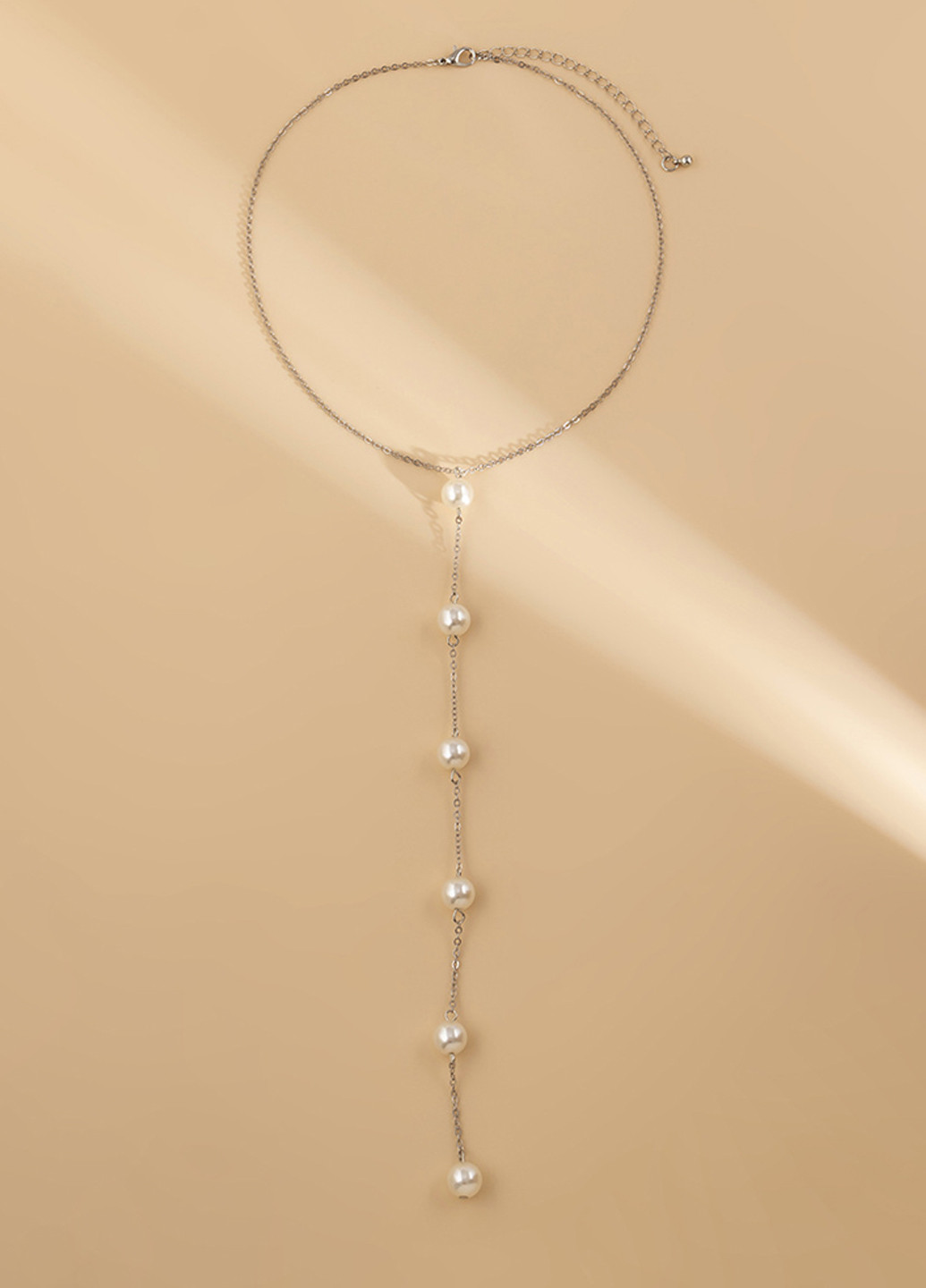 Ланцюжок "Fashion 3" в перлах сріблястий, 40+8 см підвіска 21 см Анна Ясеницька (266700798)