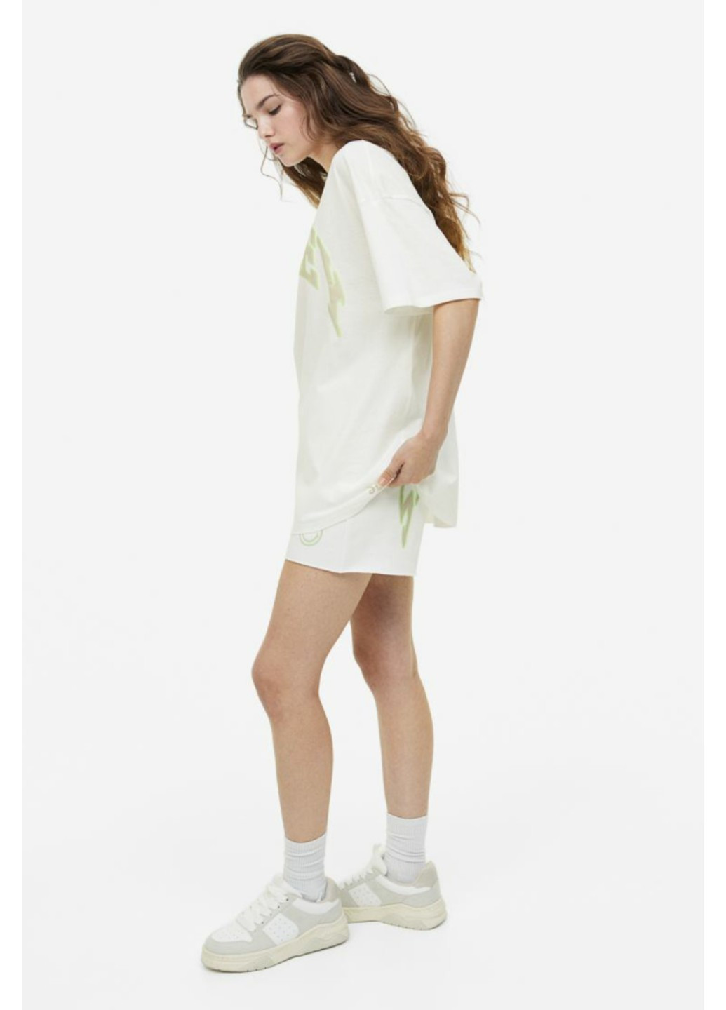 Белая летняя женская футболка оверсайз н&м (55890) xs белая H&M