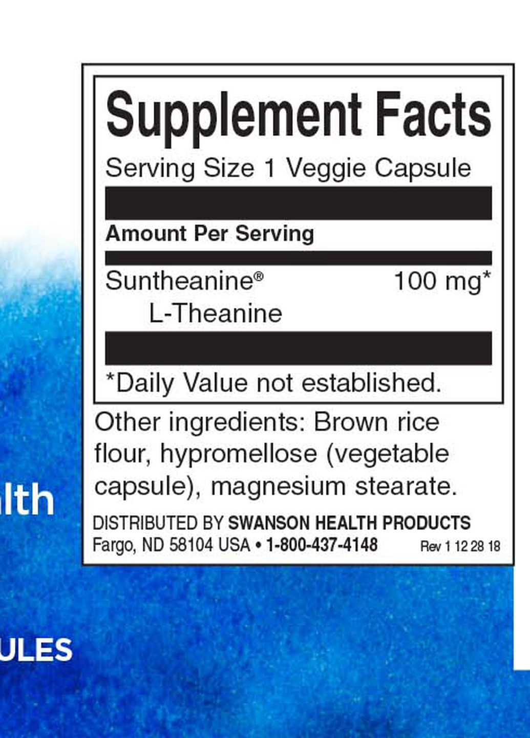 Suntheanine L-Theanina 100 mg 60 Veg Caps Swanson (256721136)