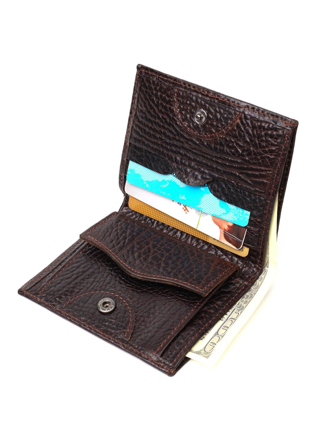 Маленький гаманець із зручним функціоналом із натуральної шкіри 22068 Коричневий Tony Bellucci (262158798)