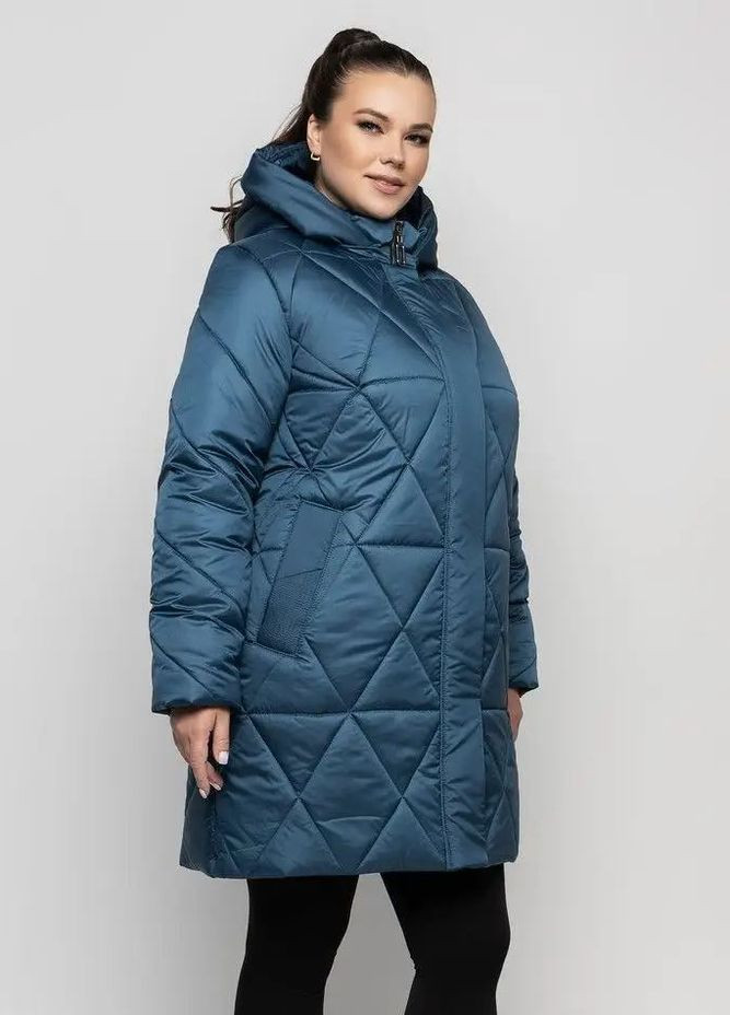 Серо-синяя зимняя зимняя куртка женская большого размера SK