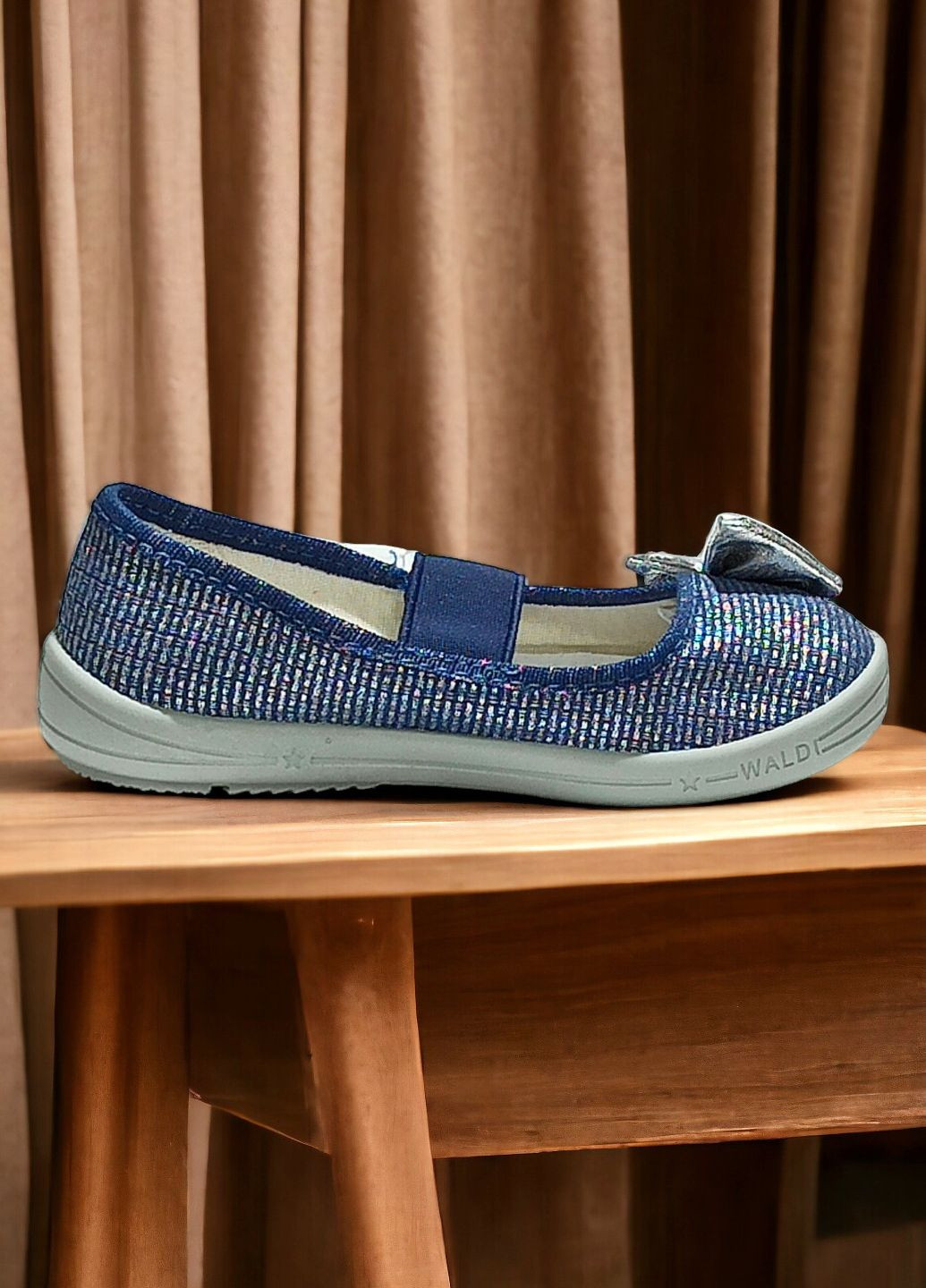 Синие тапочки для девочки ортопедические валди вероника бант 27 (17см) Waldi с бантом