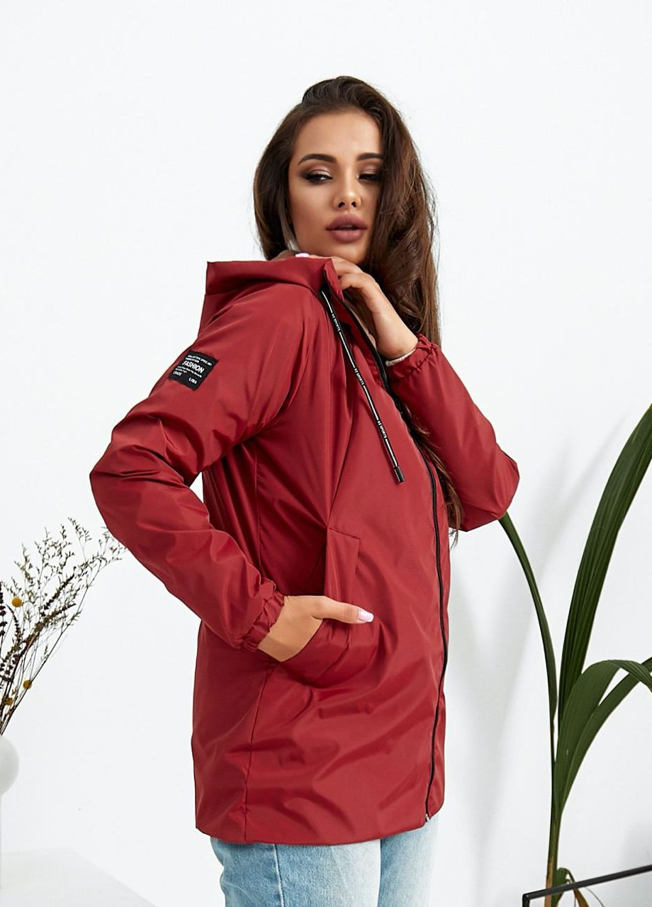 Бордовая женская куртка из плащевки р.56-58 322725 New Trend
