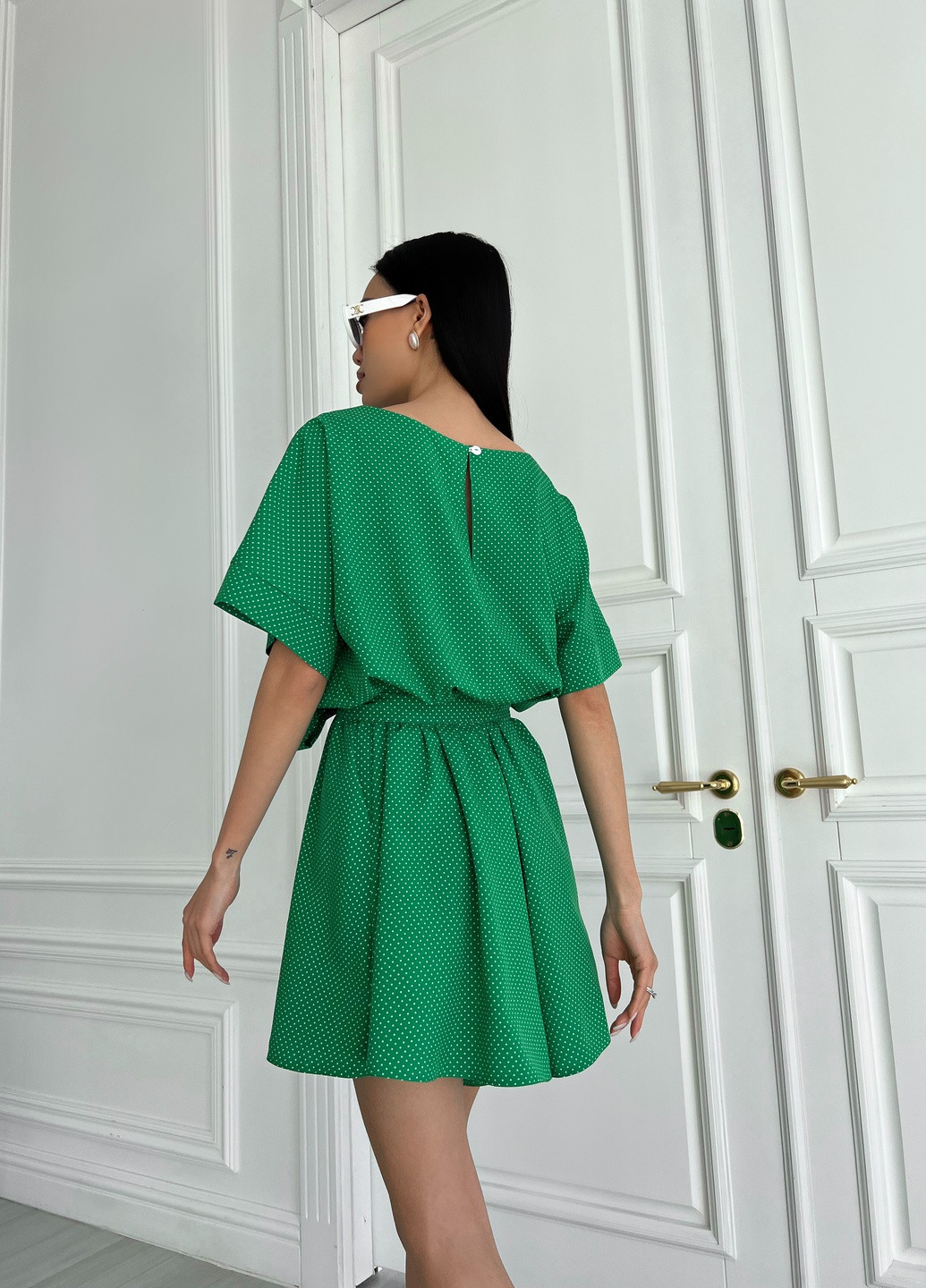 Літній комбинезон у горошок Jadone Fashion горошок зелений повсякденний софт
