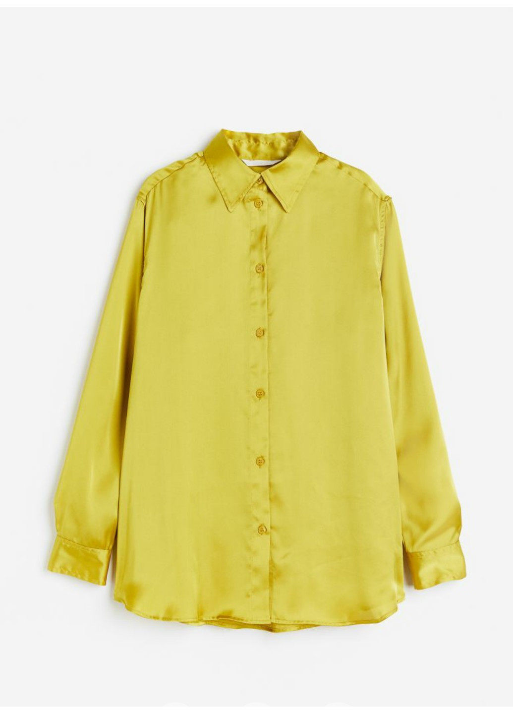 Жіноча атласна сорочка оверсайз Н&М (56194) XS Жовта H&M (263432393)