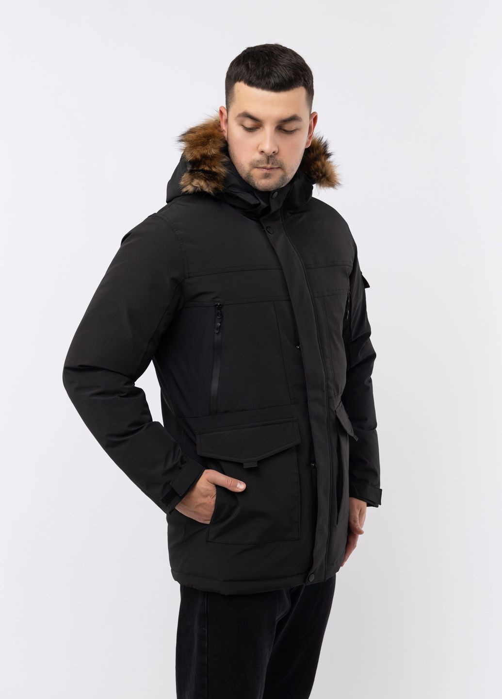 Чорна зимня чоловіча куртка колір чорний цб-00220372 K.F.G.L.