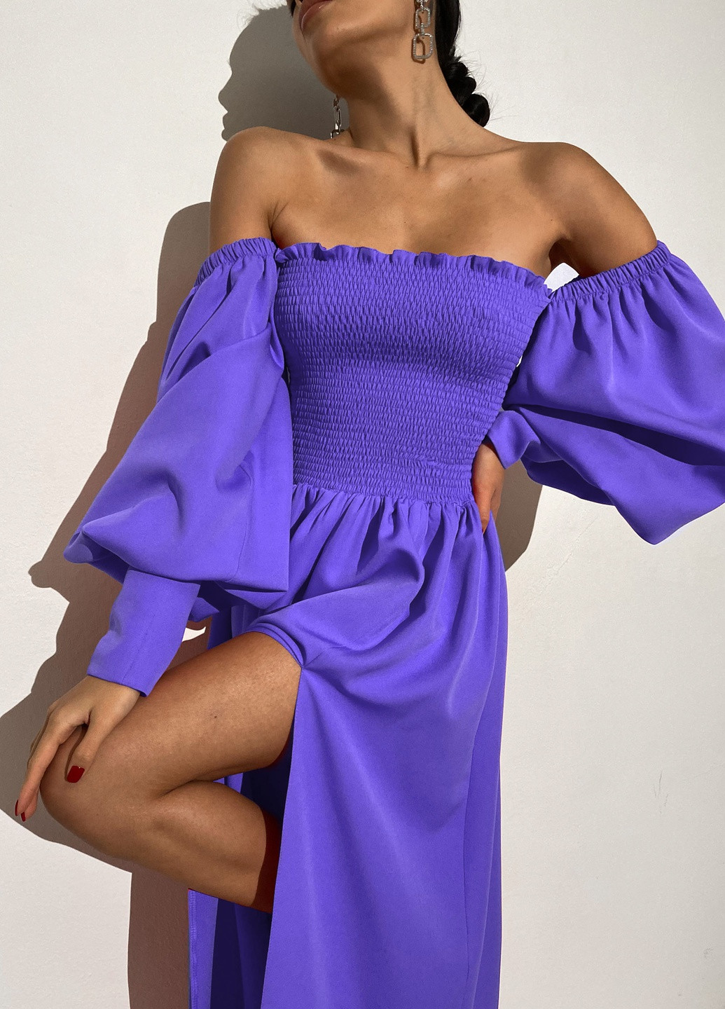Фіолетова вечірня спокуслива вечірня сукня Jadone Fashion однотонна