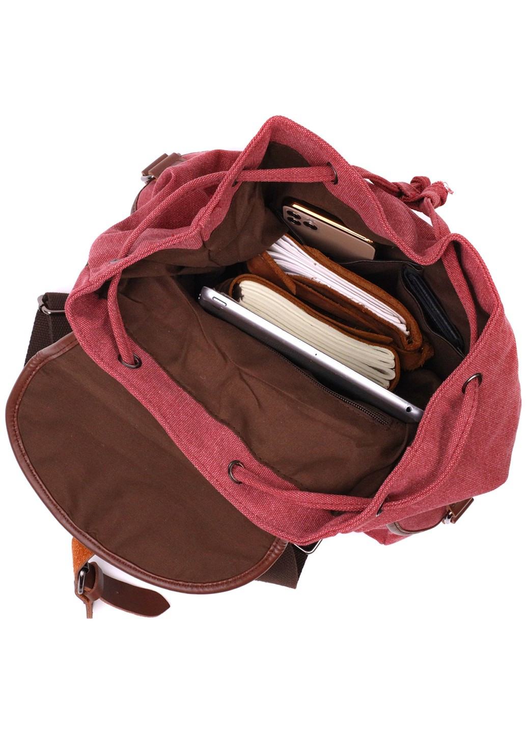 Удобный текстильный рюкзак что закрывается клапаном на магнит 22153 Бордовый Vintage (268036811)