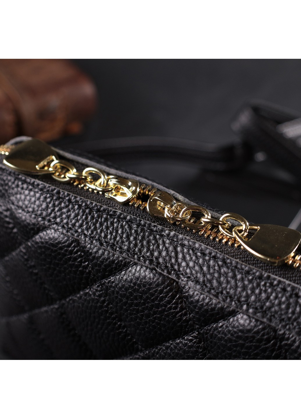 Классическая женская сумка через плечо из натуральной стеганной кожи 22315 Черная Vintage (276457492)