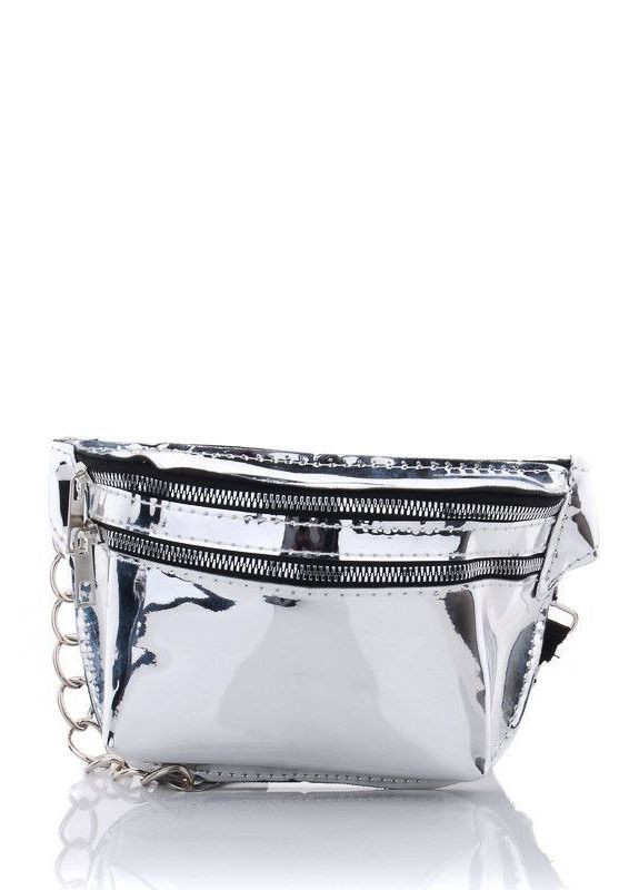 Яркая повседневная серебристая мини-сумка для прекрасных дам, глянцевая сумочка с двумя отсеками No Brand р-1359-8 (267503047)