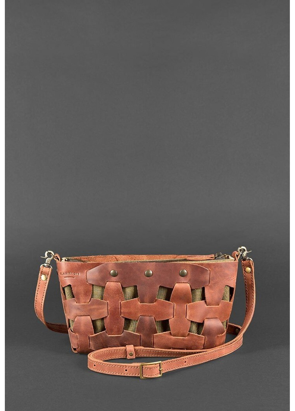 Шкіряна плетена жіноча сумка Пазл S бордова Krast BN-BAG-31-VIN BlankNote (277977877)