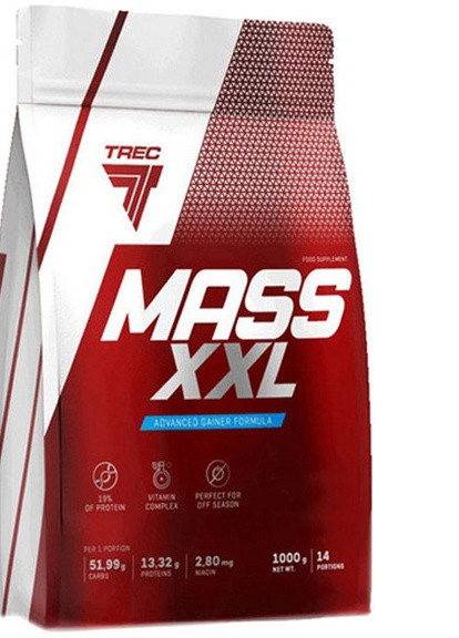 MASS XXL 1000 g /14 servings/ Strawberry Trec Nutrition (256777398)
