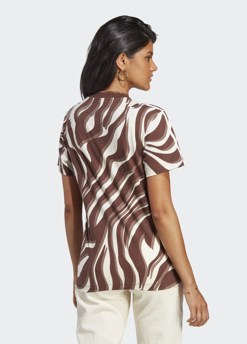 Коричневая всесезон футболка abstract allover animal print adidas