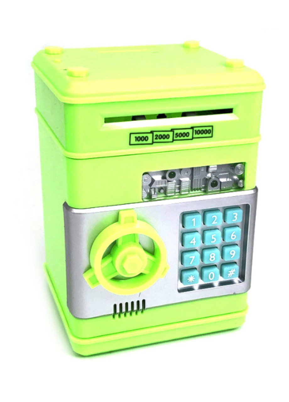 Дитяча сейф скарбничка з кодовим замком та приймачем для грошей та монет No Brand light green (260495669)