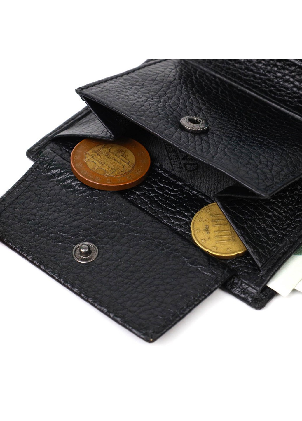 Мініатюрний чоловічий гаманець з натуральної шкіри 21992 Чорний Bond (262158721)