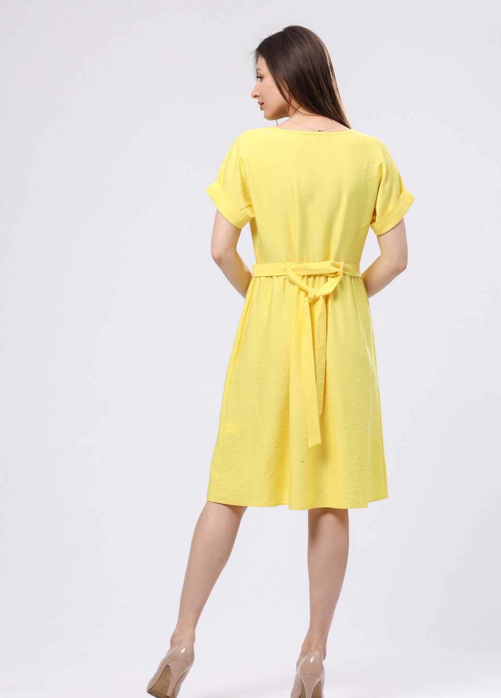 Жовтий кежуал літня жовта сукня з бавовняної тканини 5731 Cat Orange однотонна