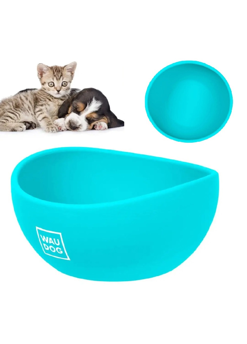 Силіконова миска тарілка посуд із стійким дном для тварин котів собак 250 мл 125 мм (474725-Prob) Блакитна Unbranded (259518333)