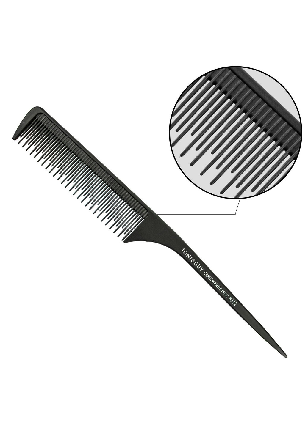 Гребень для волос Carbon T&G черный с ручкой 8612 расчёска для стрижки расческа для парикмахера гребешок Toni & Guy (262292235)