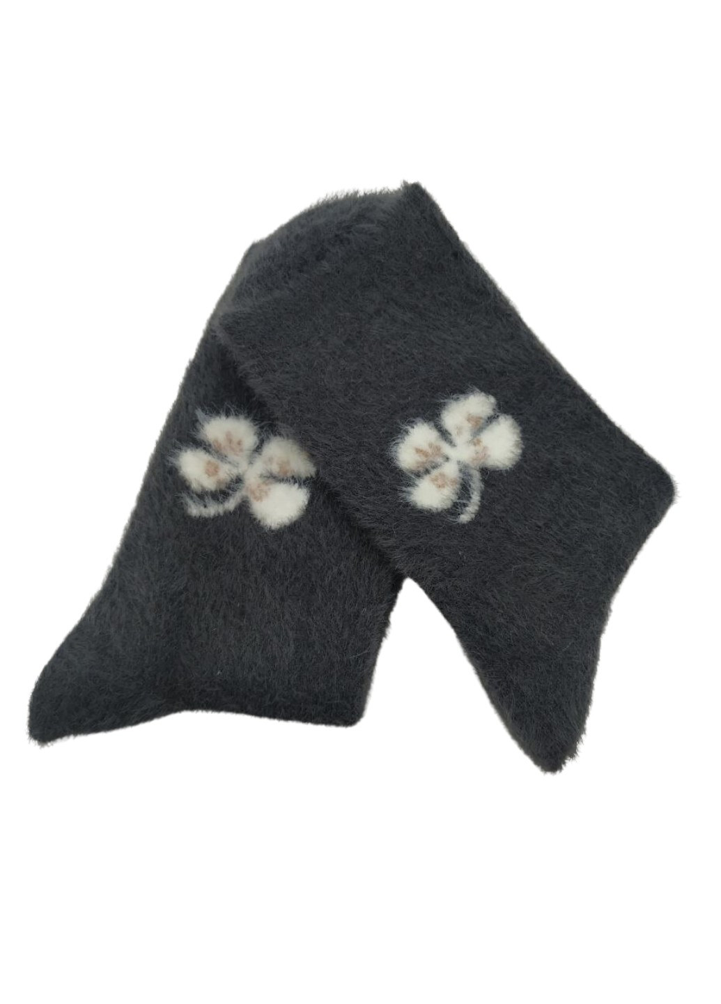 Носки теплые женские с мехом норки Flower No Brand (263346188)