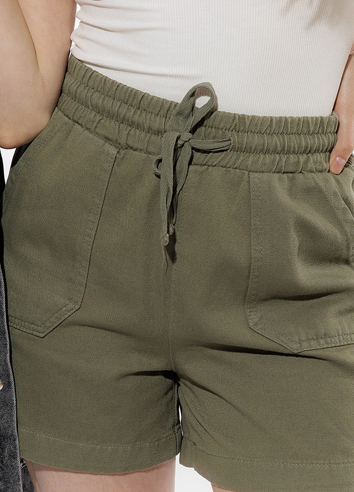 Женские джинсовые короткие шорты цвет хаки ЦБ-00219131 No Brand (259498489)