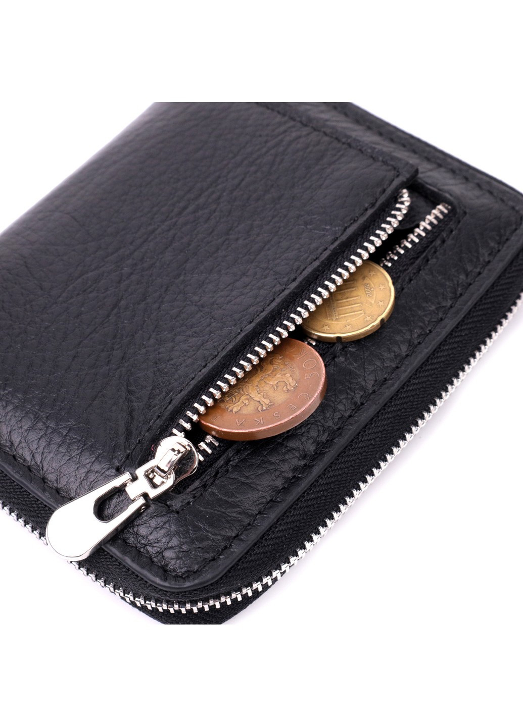 Женский кожаный кошелек на молнии с металлическим логотипом производителя 19483 Черный st leather (277980493)