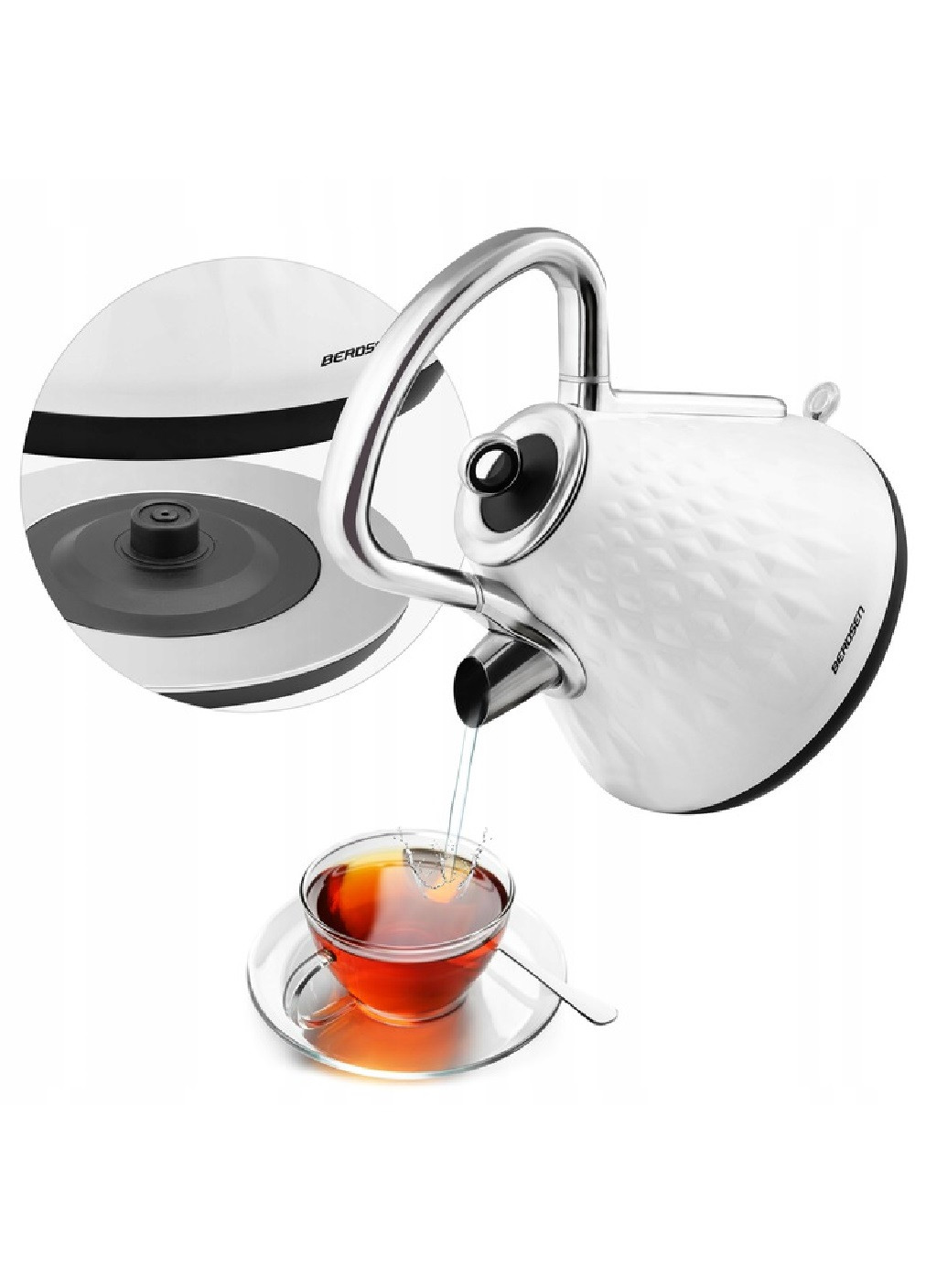 Электрочайник электрический чайник эргономичный металл с подсветкой фильтром 1,7 л 2200 Вт 29х23 см (475762-Prob) Белый Unbranded (271039198)