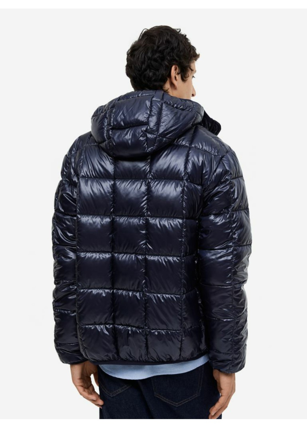 Темно-синяя демисезонная мужская стеганная куртка regular fit н&м (56201) s темно-синяя H&M