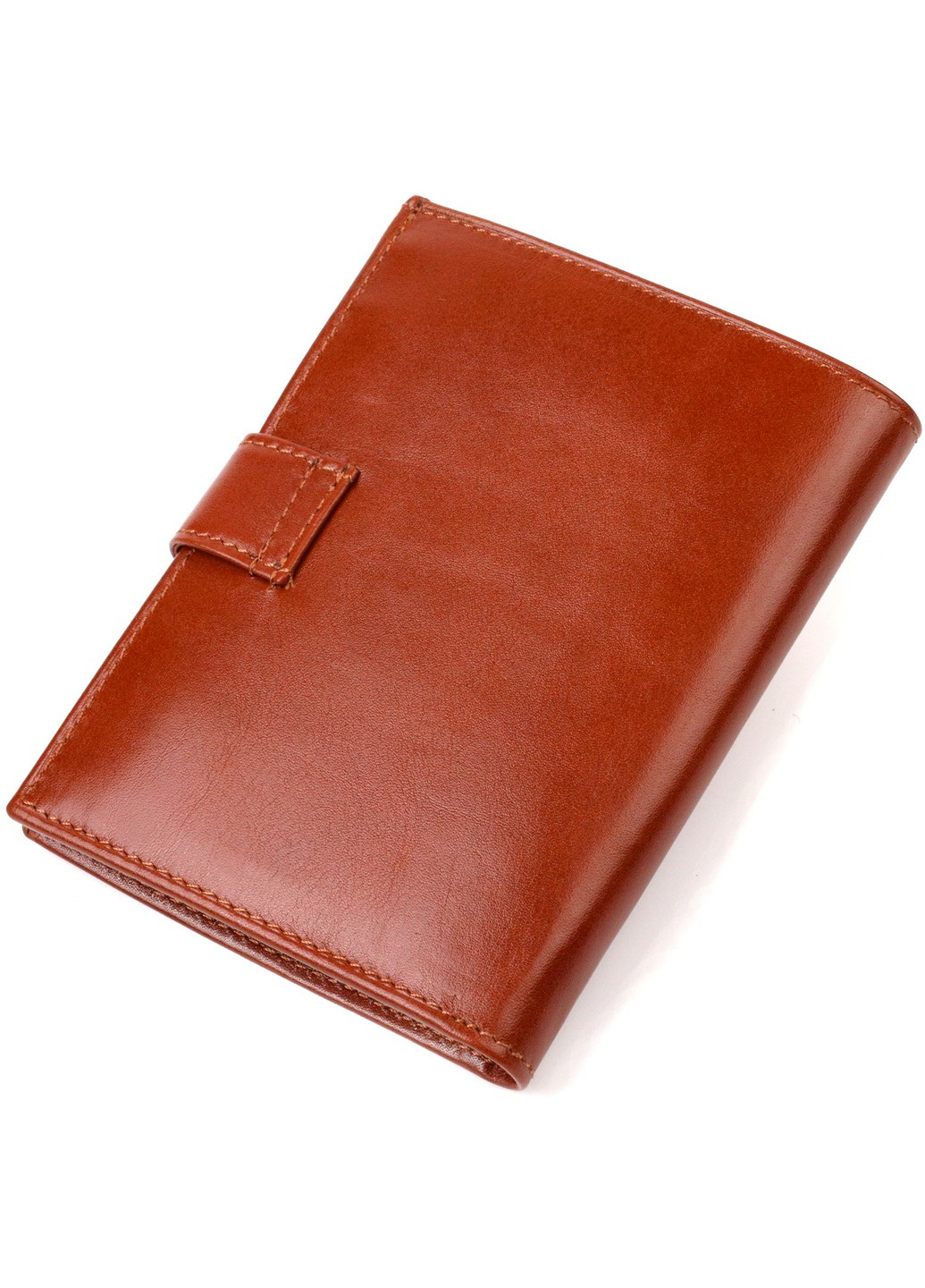 Привлекательный вертикальный мужской бумажник среднего размера из натуральной гладкой кожи 21858 Коричневый Canpellini (259874113)