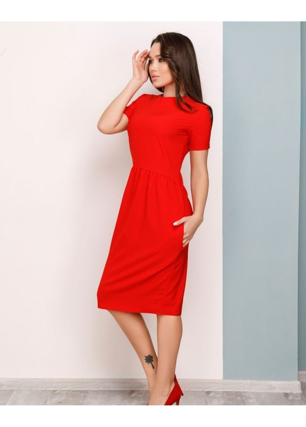 Червона ділова сукня 12491 червоний ISSA PLUS
