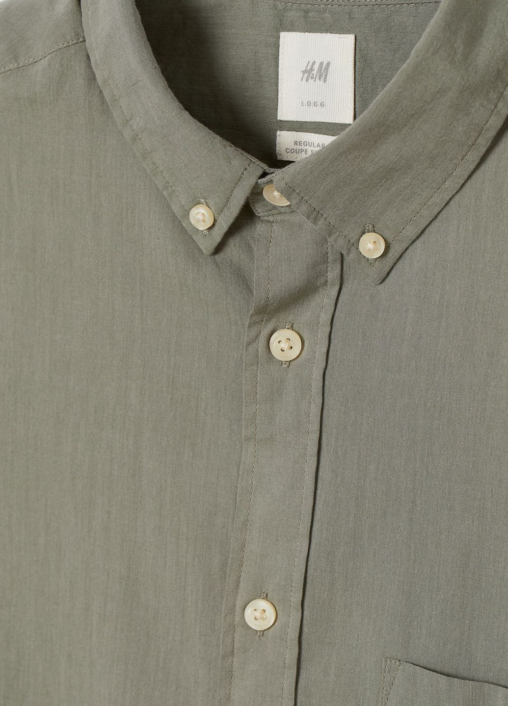Зеленая кэжуал рубашка однотонная H&M